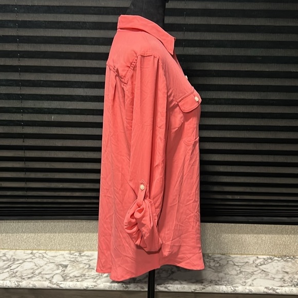 Loft Women’s Everyday Pink Long Sleeve‎ Button Front Collared Shirt Size Medium - Picture 4 of 9